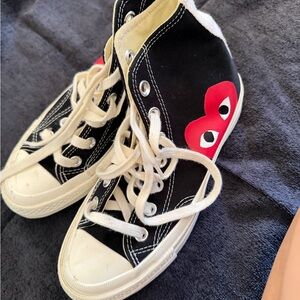 Comme des Garcons Black and White Sneakers with Red Heart